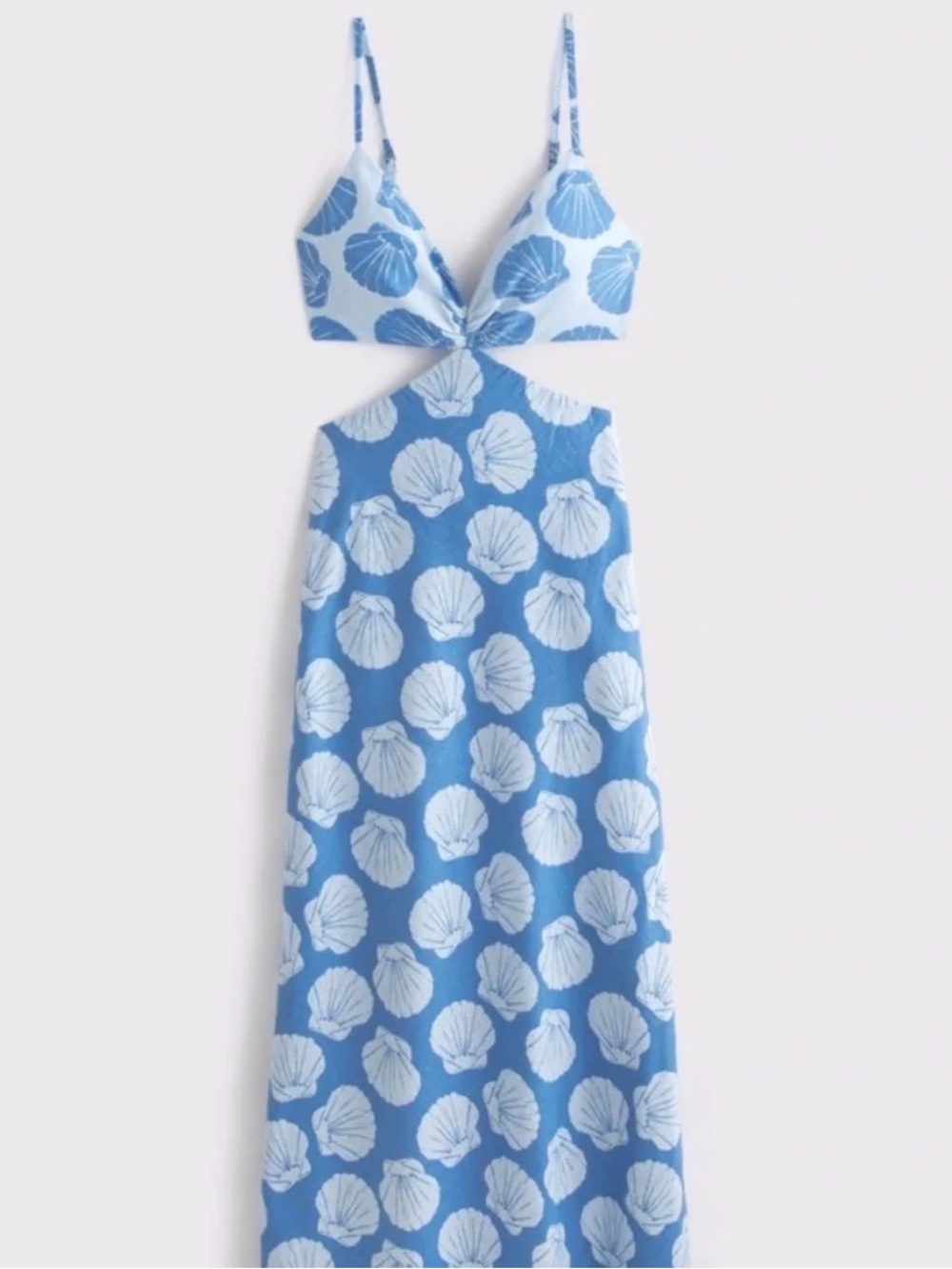 NWT Abercrombie & Fitch Blue Cut Out Vacation Maxi Dress Shells XXL